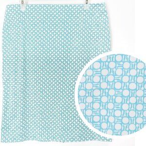 Talbots Knife Spoon Fork Plate Pencil Skirt Sz 12 LinedKitchen Blue Teal